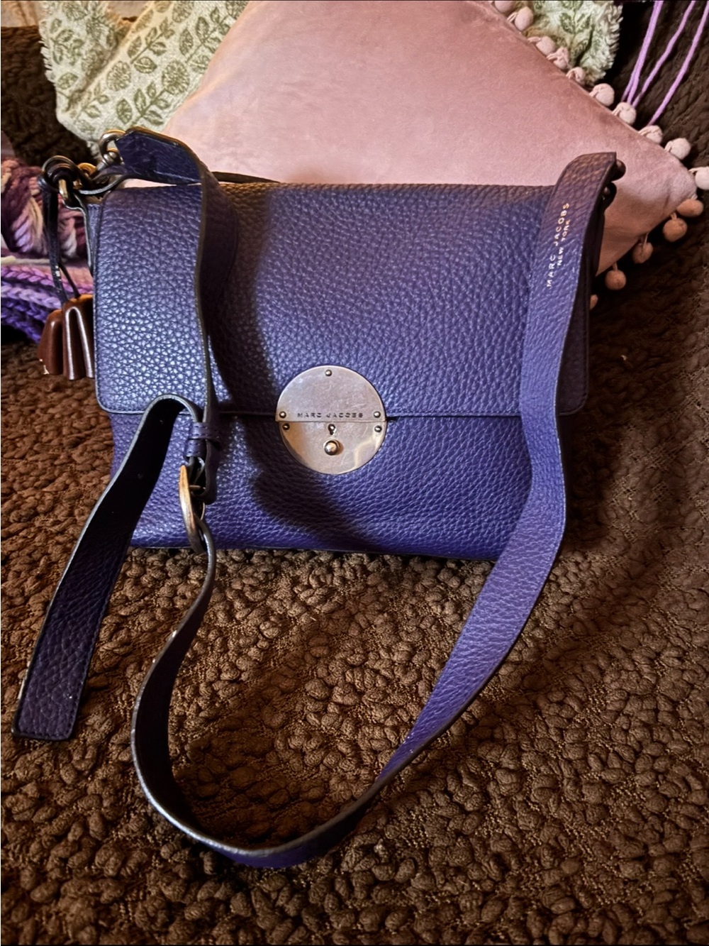 Marc Jacobs blue Pebbled Leather Crossbody Bag